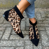 Leopard print ankle boot with pointed toe