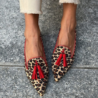 Pointed-Toe Moccasin with Red Tassels