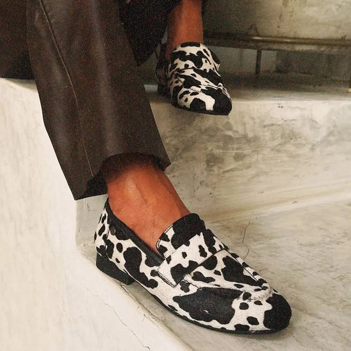 Elegant animal-print moccasins